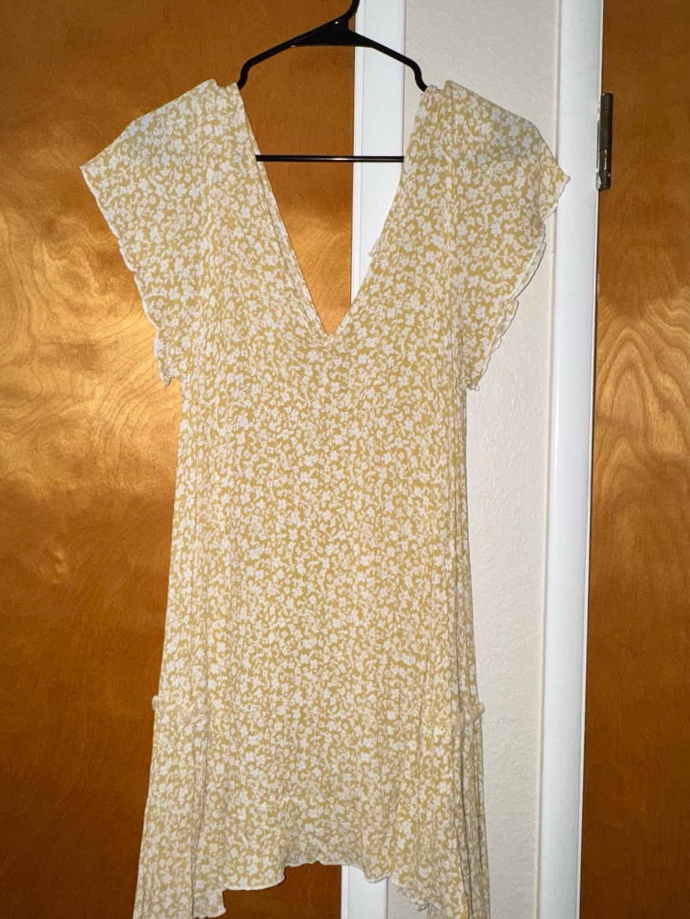 Millibon Yellow and White Floral V-Neck Mini Dress